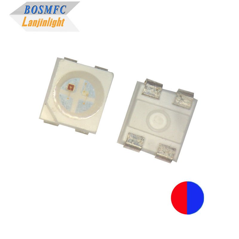 20mA द्वि रंग PLCC4 3528 SMD एलईडी चिप 1.9 मिमी मोटाई लाल और नीला रंग 4 पिन