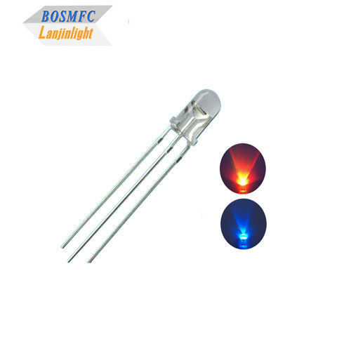1.8V-2.4V दोहरी रंगीन एलईडी डायोड 5 मिमी छेद के माध्यम से लाल नीला रंग उच्च चमक